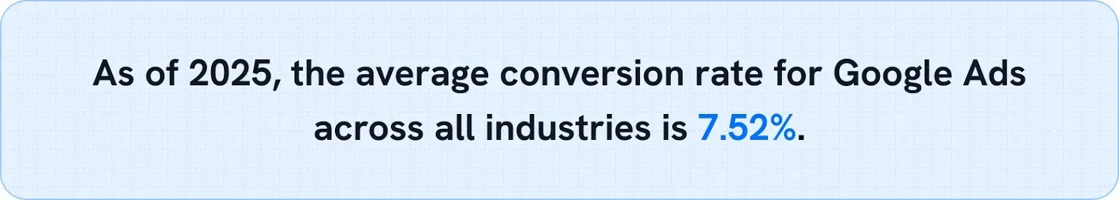 Callout: As of 2025, the average conversion rate for Google Ads across all industries is 7.52%.