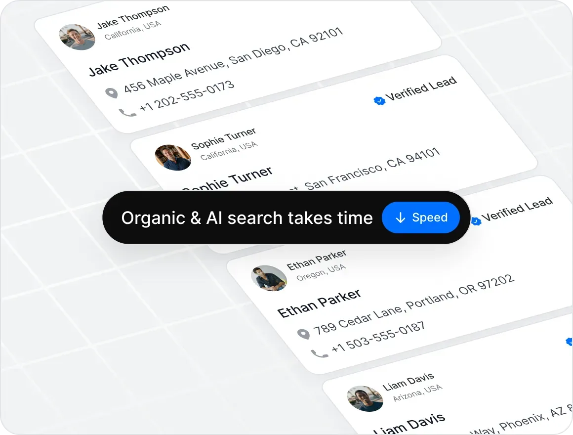 Lead cards waiting while organic and AI search take time