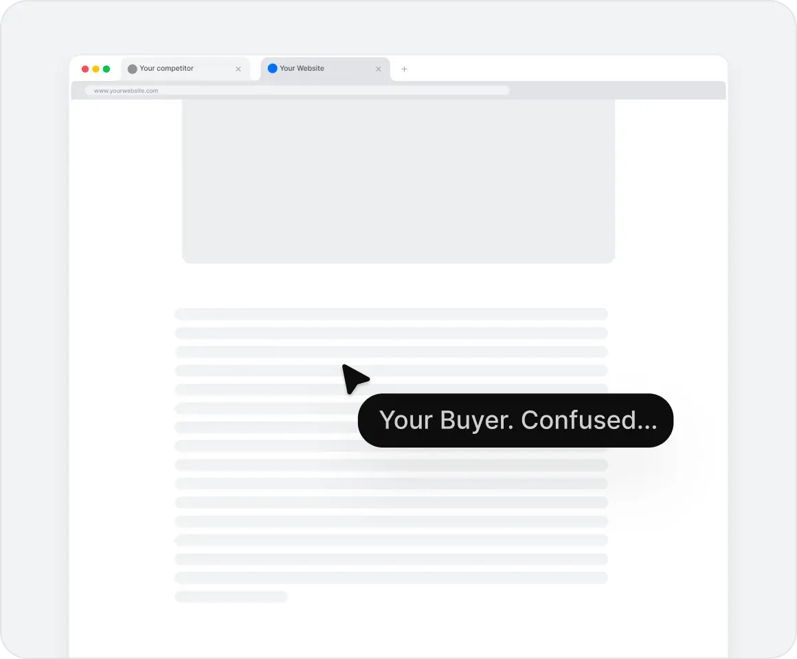 A buyer confused on a cluttered website