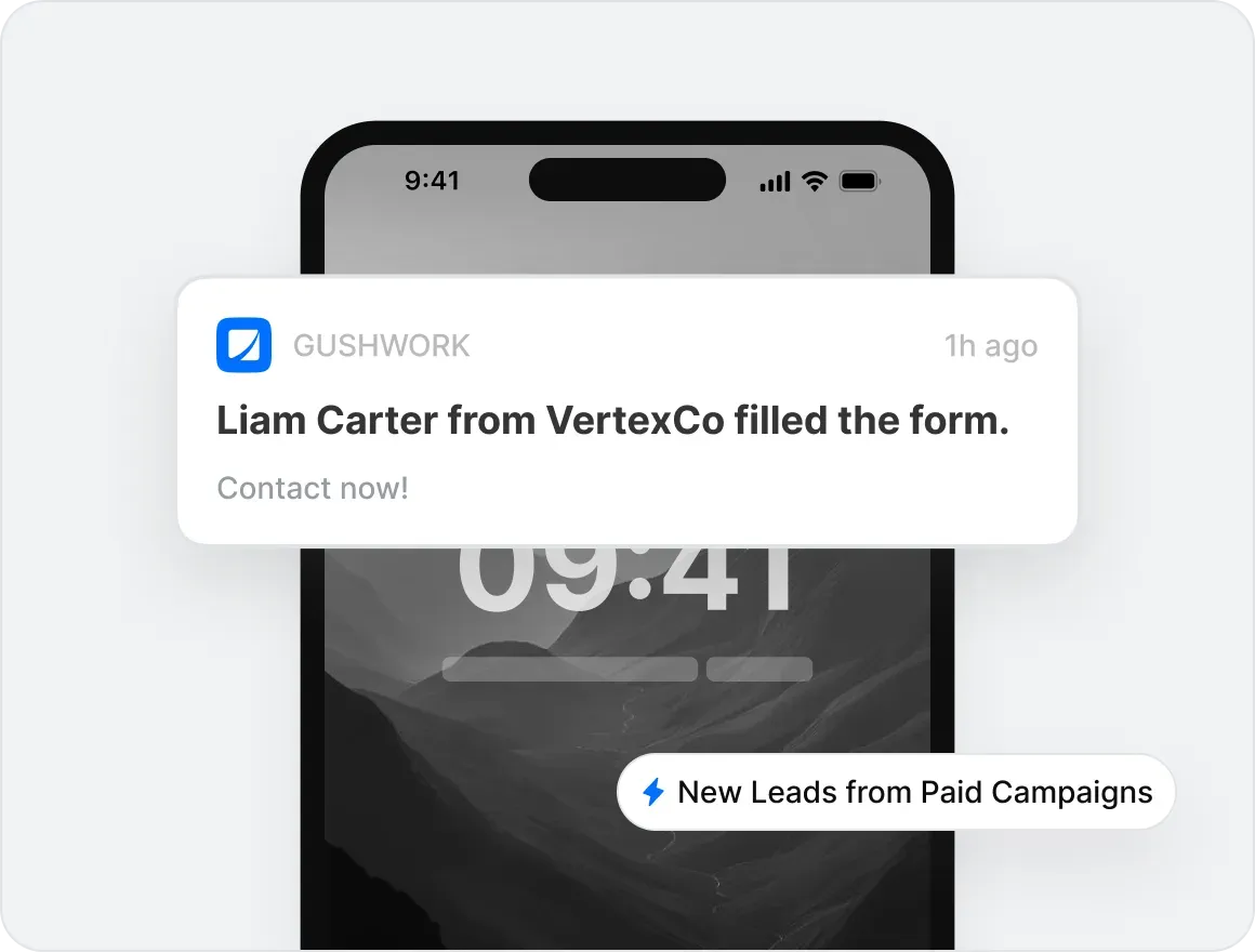 A new lead notification on a phone's lock screen